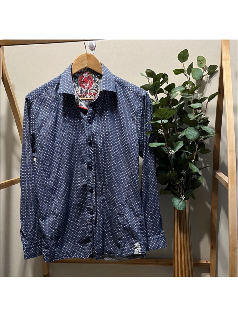 Au Noir Men's Blue Polka Dot Shirt